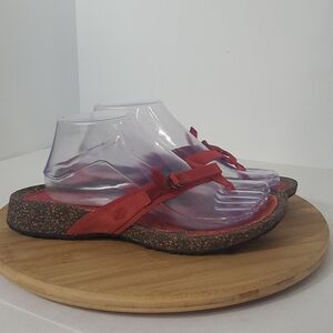 Teva Ventura Red Leather Cork Thong Flip Flop Sandals Women's Size 10
